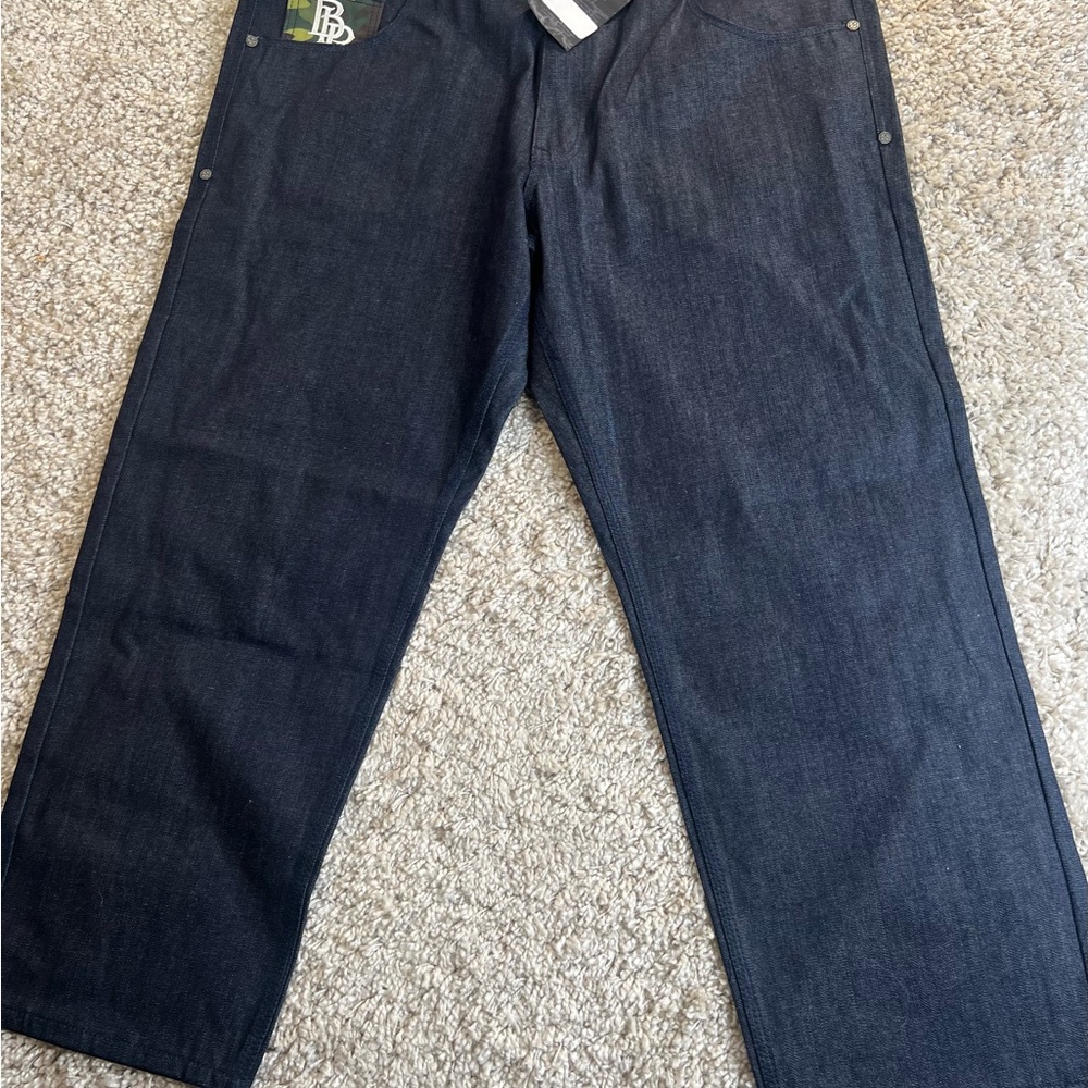 Blac Label Men's Dark Blue Jeans with Camouflage pockets